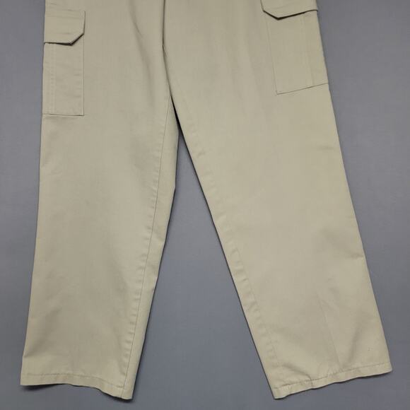 Cintas Cargo Work Pants Mens 30 Tan Comfort Flex Pockets Button Zip #210-62 - Picture 4 of 12